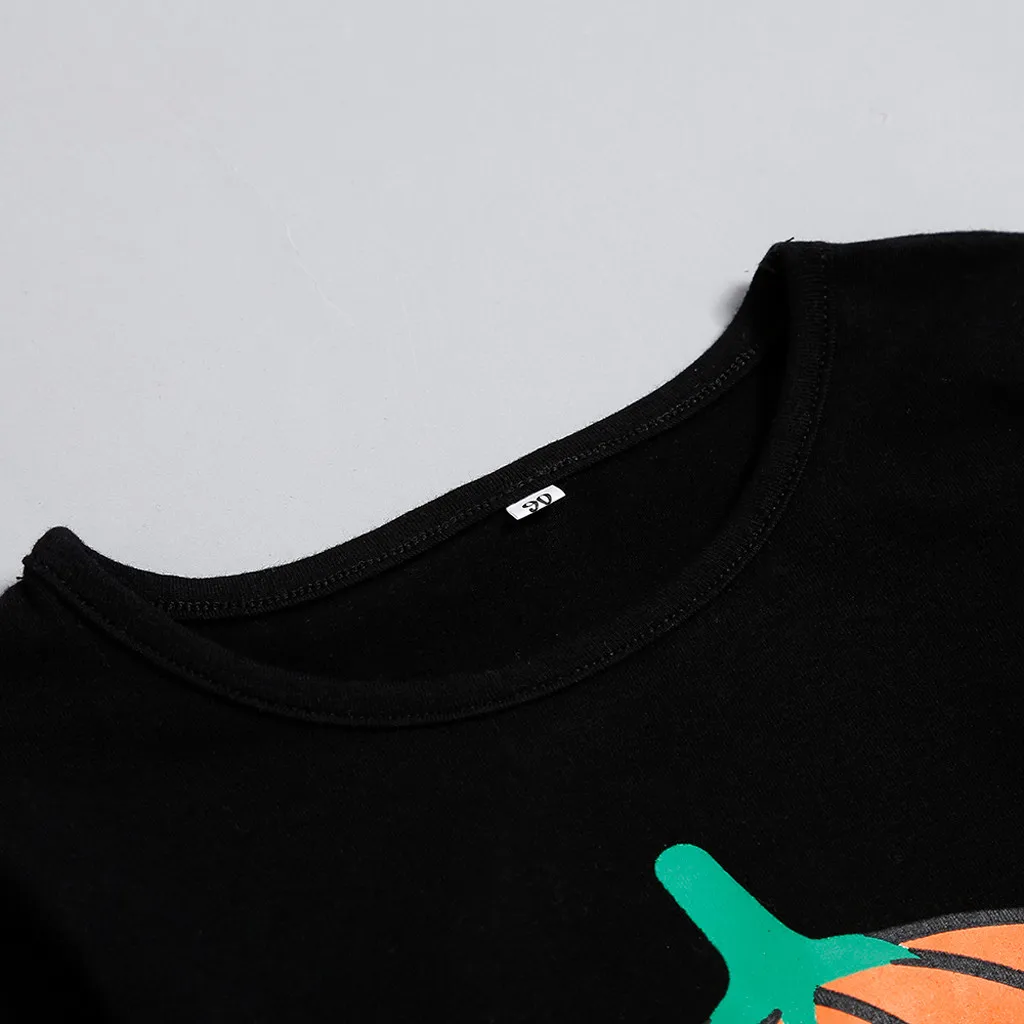 Топы с принтом тыквы на Хэллоуин для маленьких девочек + штаны в полоску теплые