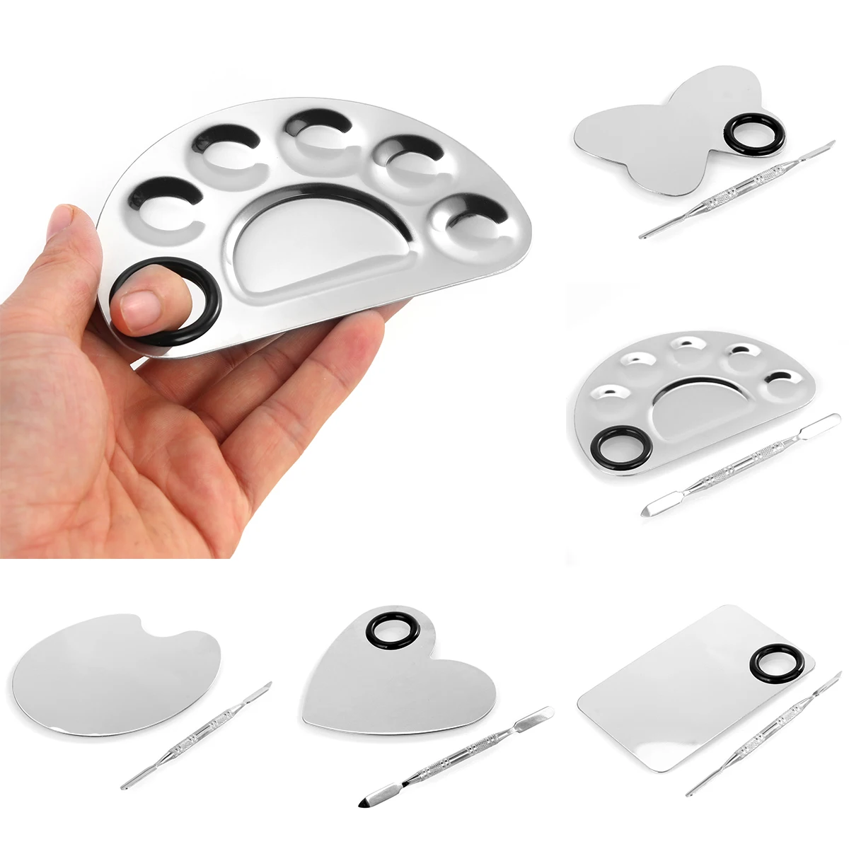 Нержавеющая сталь Зеркальная поверхность Палетка для смешивания красок макияжа