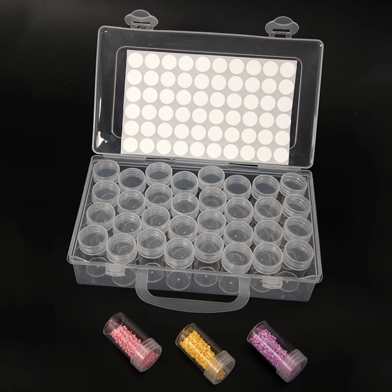 

32/60 бутылок, искусственный прозрачный контейнер, чехол, коробка для хранения с алмазной вышивкой и бусинами, практичный Органайзер, инструм...