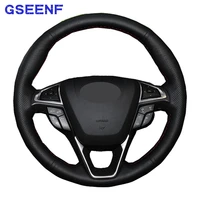 for ford fusion mondeo 2013 2014 edge 2015 2016 car steering wheel cover non slip wearable black genuine leather