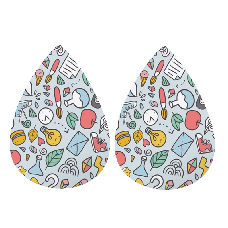 

Teardrop Faux Leather A+ Teacher Earrings Apple Printed Earrings Pencil Face Earrings 2022