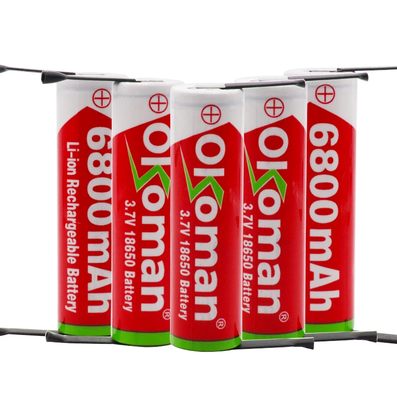 100% Новый оригинальный 3 7 v 6800mah 18650 литиевая аккумуляторная батарея для