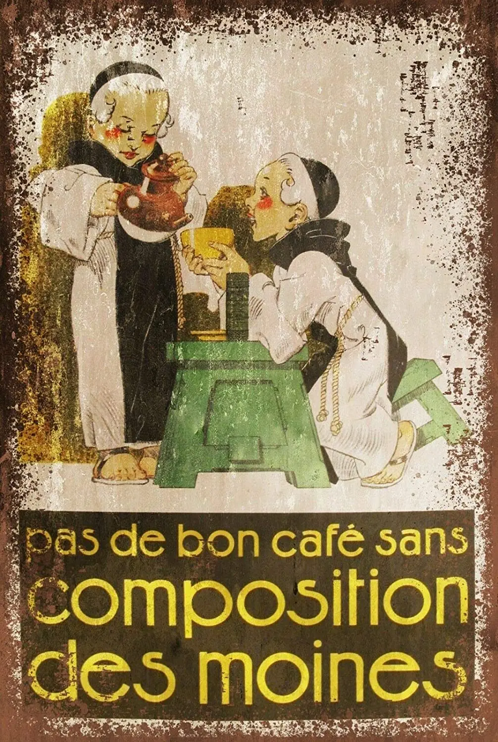 

French Coffee Composition Des Moines Decor Signs 12x8 Inch Metal Tin Sign