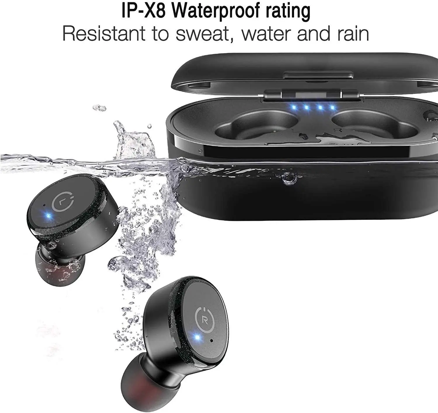 

T10 Bluetooth 5.0 wireless earplug with wireless charging box ipx8 waterproof TWS stereo headset