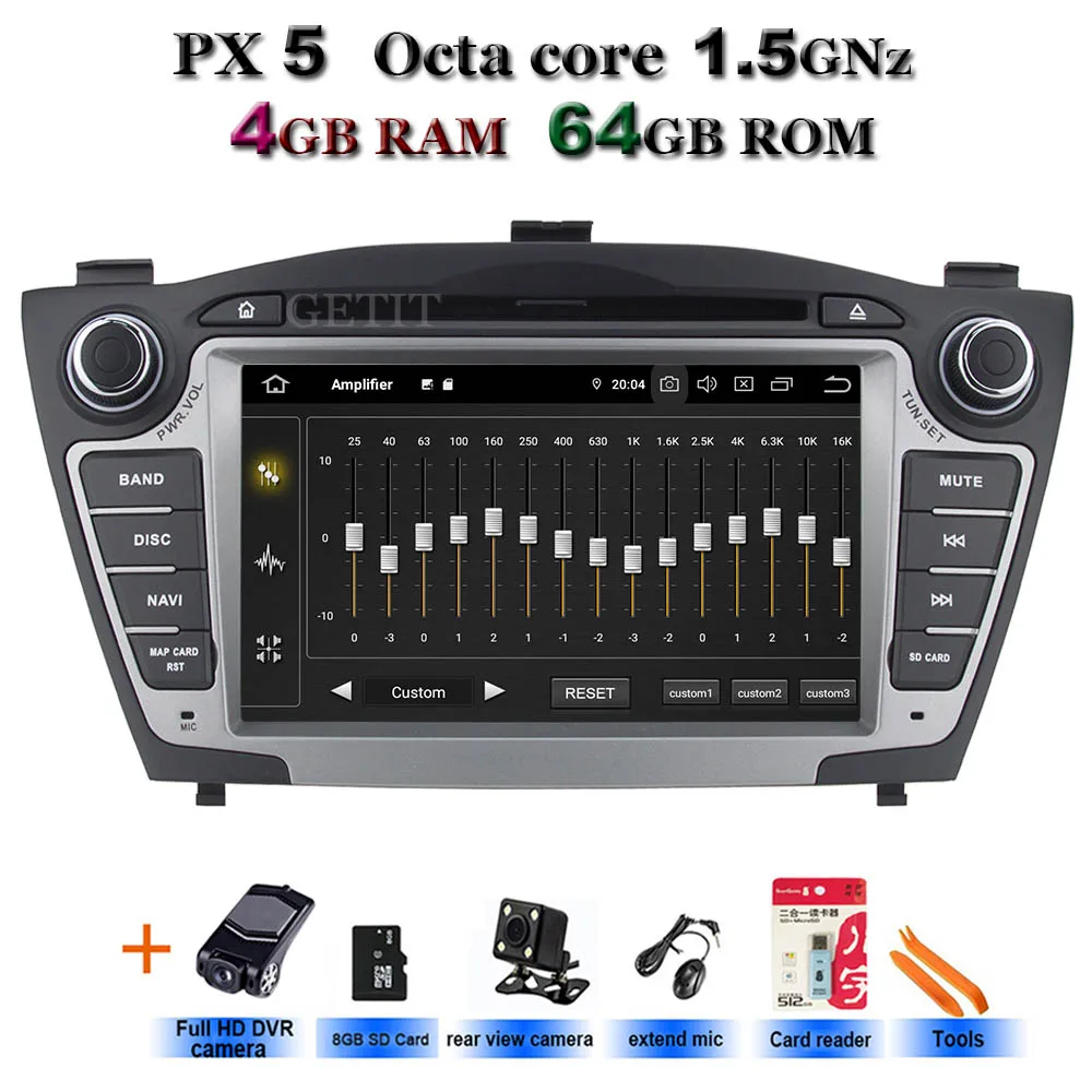 PX5 camaras 4 Гб+ 64 ГБ Автомобильный мультимедийный плеер gps 2 Din Android 9 для hyundai IX35 TUCSON 2009- радио dvd-плеер hyundai ix35 аксессуары - Цвет: PX5 camaras