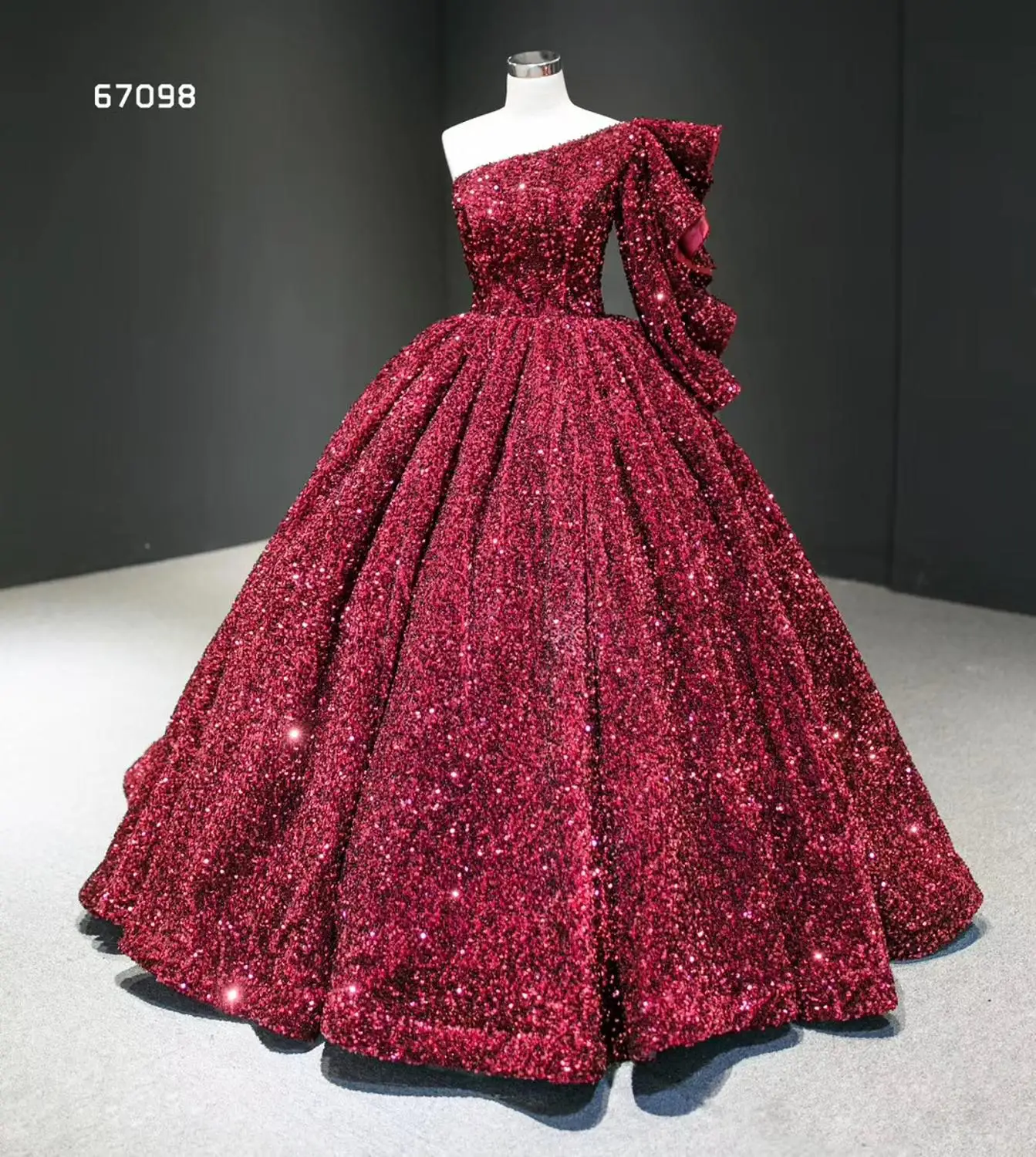 Блестящие темно красные вечерние праздничные платья Gows на одно плечо с блестками