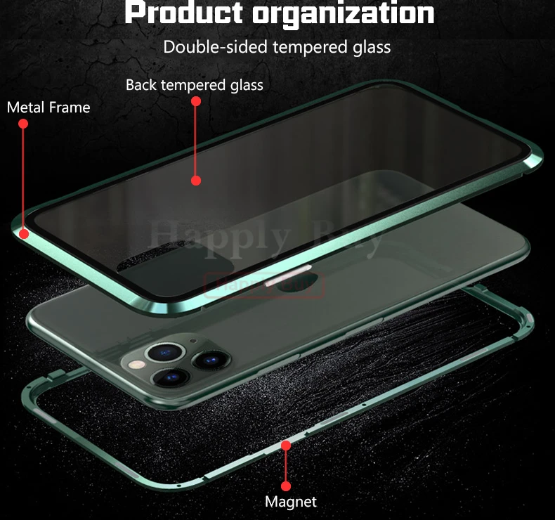 Магнитный адсорбционный чехол для телефона iPhone 11 Pro Max, чехол с магнитом для iPhone 11 Pro Max, чехол, чехлы из металла, Bumber Coque