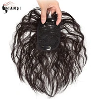 dianqi synthetic hair top clip in hairpieces extensions closure black brown clip hair piece with curly bangs