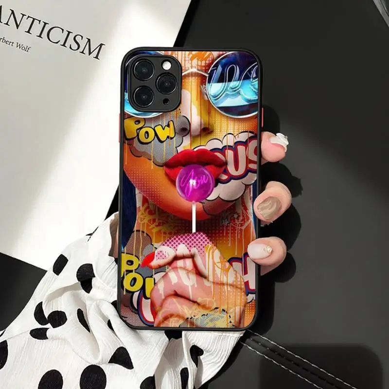 

Sexy Woman pow OMG Phone Case Matte Transparent for iPhone 7 8 11 12 s mini pro X XS XR MAX Plus cover funda
