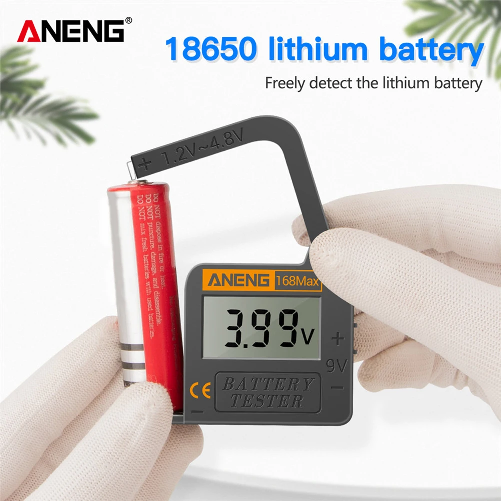 

168Max Digital Battery Tester LCD Display LithiumBattery Capacity Diagnostic Tool Check AAA AA Button Battery Universal Tester