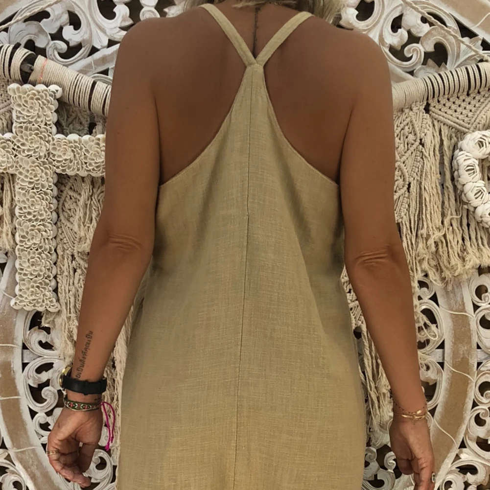 

Women Sleeveless Dungarees Halter Pockets Loose Baggy Pants Jumpsuit Bib Overall