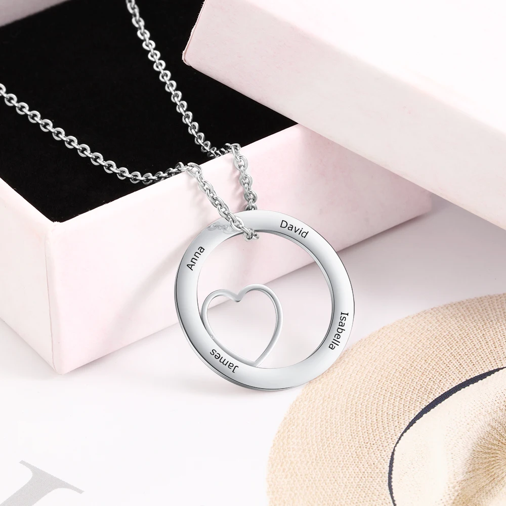 Круглое ожерелье с подвеской из нержавеющей стали гравировкой имени на заказ для