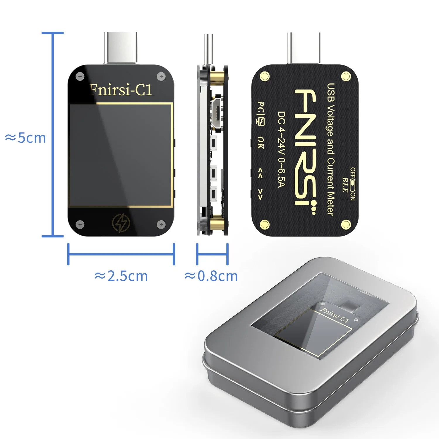 FNIRSI-C1 Type-C PD триггер USB-C Вольтметр Амперметр Тест протокола быстрой зарядки