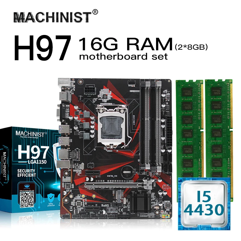 Комплект материнской платы H97 LGA1150 с Intel I5 4430 процессором 16 Гб (2*8 ГБ) ddr3 ОЗУ Micro ATX pci