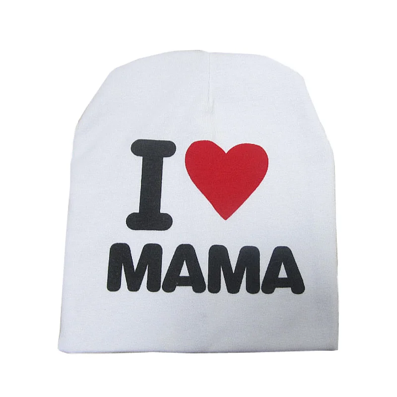 MAMA White Детская шапка с надписью «I LOVE PAPA MAMA»; эластичная Хлопковая шапочка для малышей; шапка для девочек; многоцветная шапка для маленьких мальчиков; аксессуары; 1 шт - Цвет: MAMA White