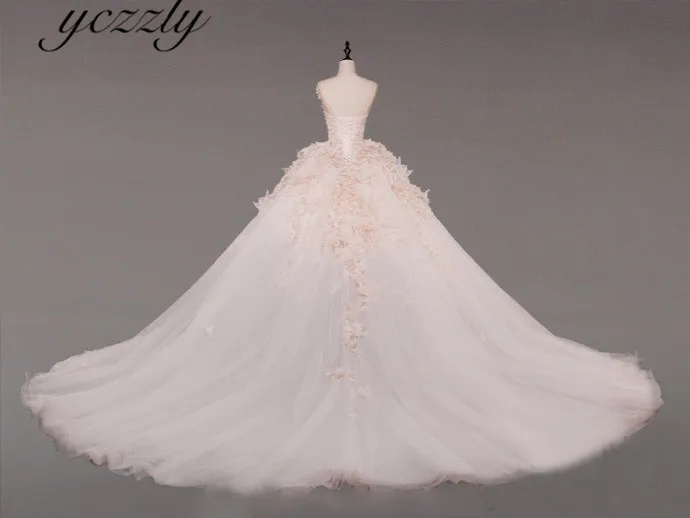 Vestidos De Novia 2019 Пышное розовое платье принцессы кружевное с аппликацией в виде