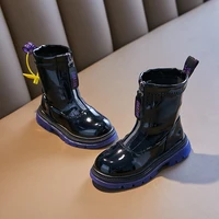 kids fashion boots 2022 spring glossy colored bottom boots tide boots children unisex black pu ankle boots for toddler boys