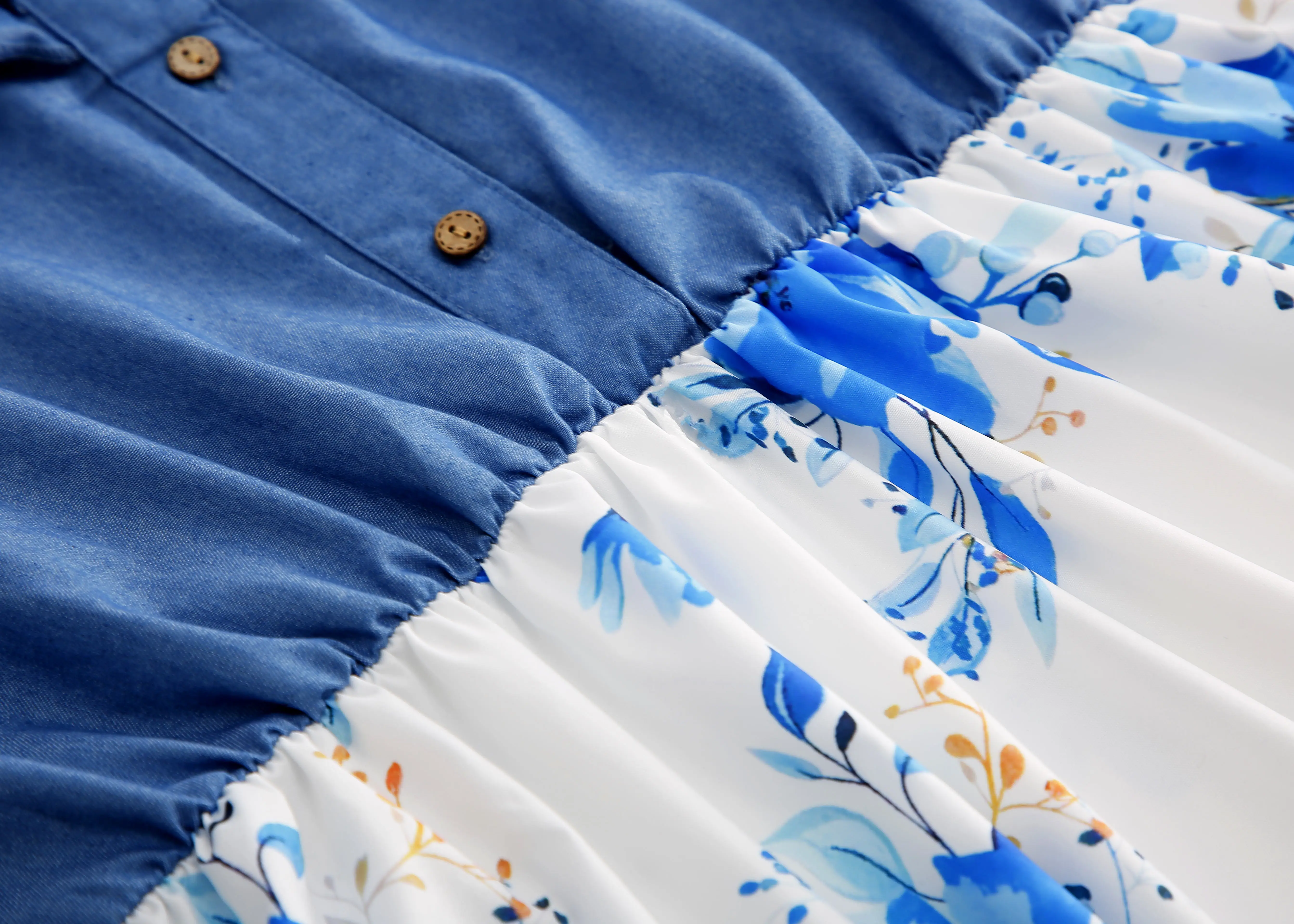 

2021 Summer Family Set Denim Blue Printing Dress T-Shirt Baby Rompers Family Matching Outfits Mommy and Me Clothes Family Look