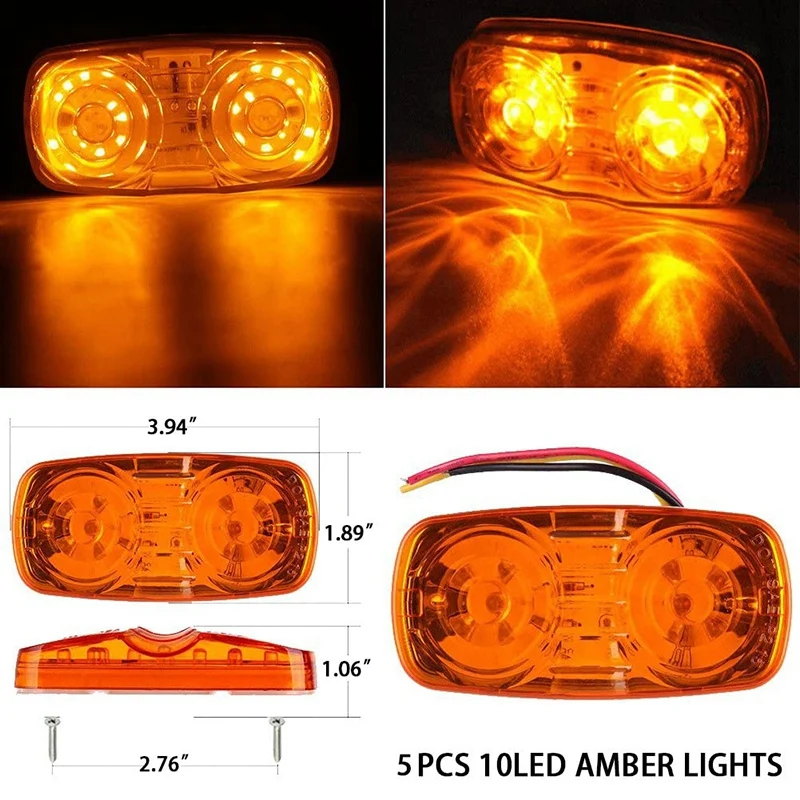 5 кратный желтый светодиодный фонарь для дома на колесах габаритные огни