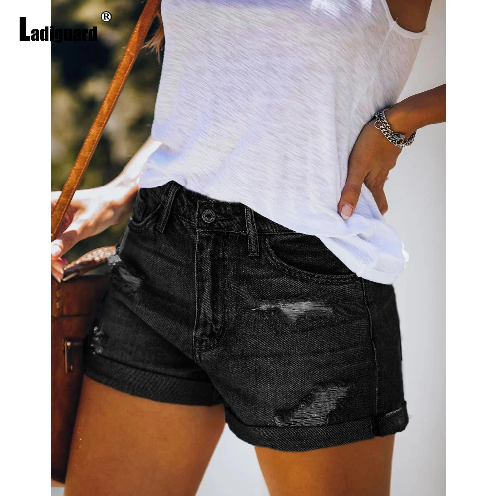 Ladiguard 2023 Sexy fashion Ripped denim shorts Women Summer Casual Short Jeans Slimming Bottom Ladies Vintage Shredded hotpants