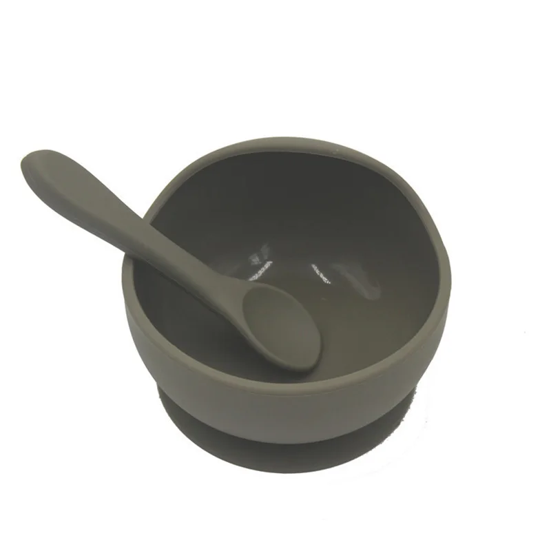 

MILANCEL 2Pcs/Set Baby Feeding Bowl Silicone Tableware Solid Bowl And Spoon BPA Free Dinner Wear Set
