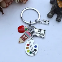 a z letter handmade color palette pen holder keychain teacher keychain key ring teachers day gift handmade jewelry