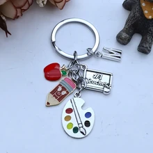 A-Z letter handmade color palette pen holder keychain, teacher keychain, key ring, teacher's day gift, handmade jewelry,