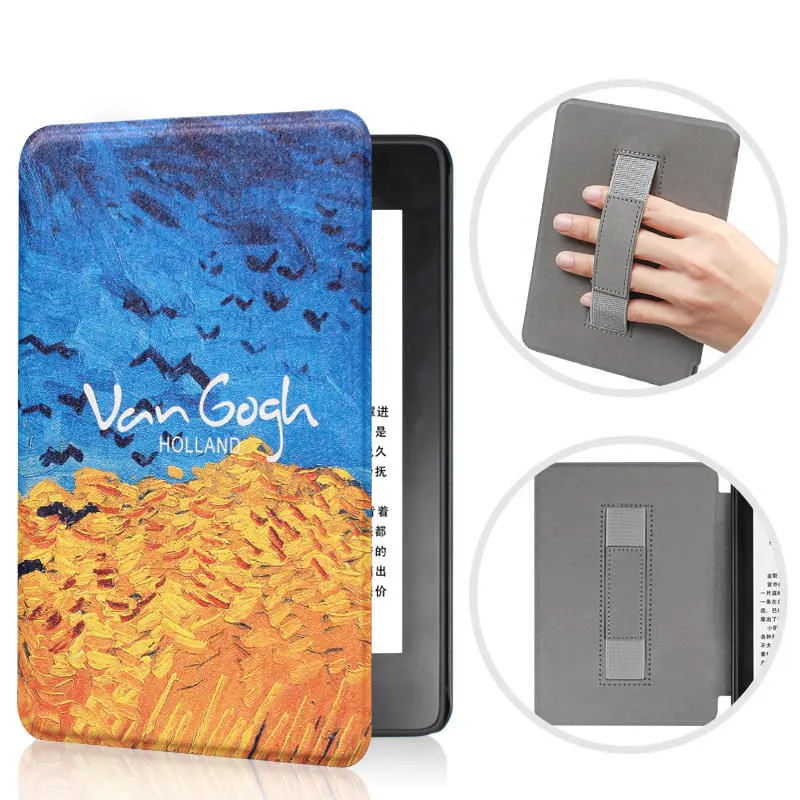 Gold wheat field Чехол для всех новых Kindle 10th Gen, тонкий защитный смарт-чехол с принтом из искусственной кожи, чехол с ремешком на руку для Kindle - Цвет: Gold wheat field