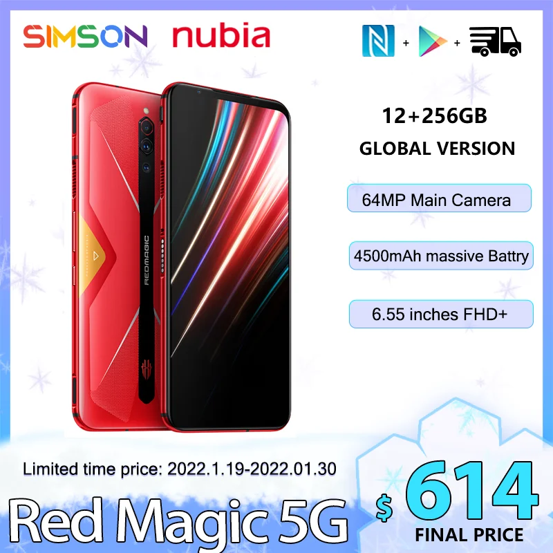 

Global version Nubia Red Magic 5G 6.65&quot AMOLED 1080x2340 Snapdragon 865 Smartphone 4500mAh NFC 64MP 55W charge MobilePhone