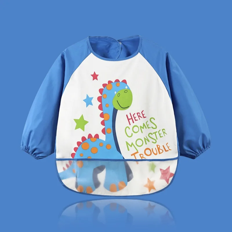 Милые детские нагрудники с героями мультфильмов непромокаемые для детей едят