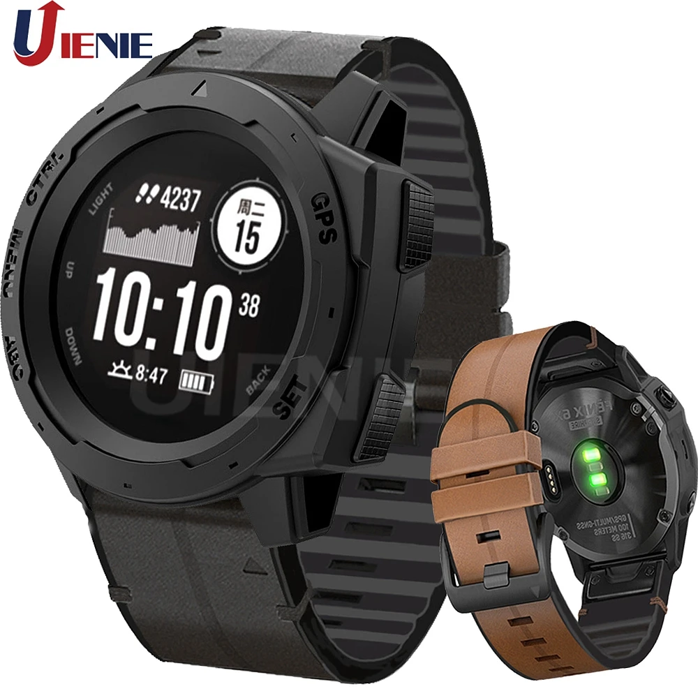 Ремешок кожаный для Garmin Instinct/ Fenix 5 5Plus 6 6Pro 935 945 22 мм|Смарт-аксессуары| |