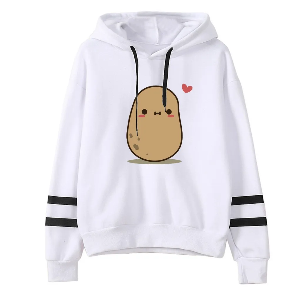 

Kawaii Cartoon Pattern Pullover Hoodies Women Winter Long Sleeve Cute Potato Print Loose Hooded Sweatshirts Tops Sudaderas A40