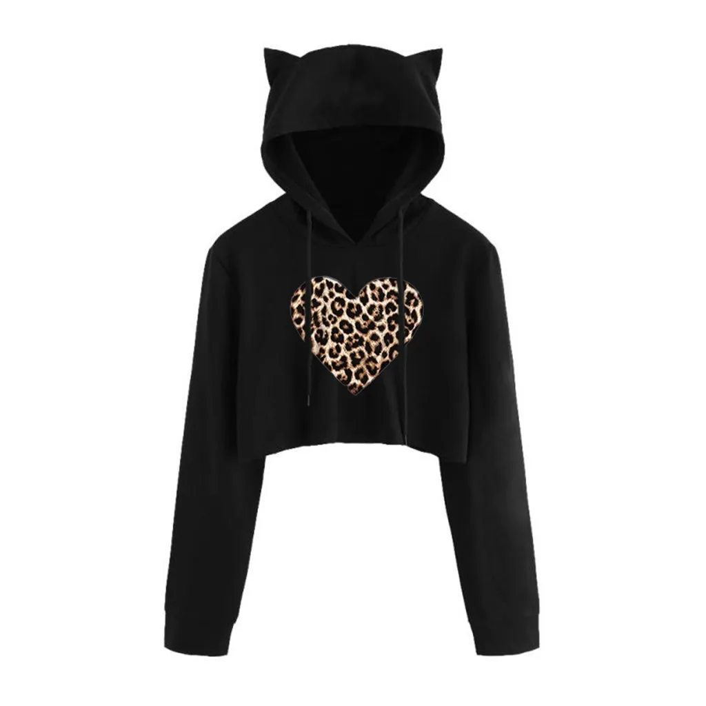 Женская толстовка с капюшоном и надписью Love черная укороченная Толстовка в стиле