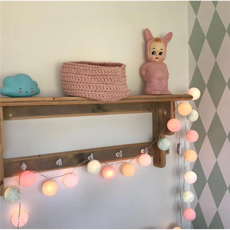 

QYJSD LED Garland Cotton Balls String Light New Year Wedding Birthday Christmas Bedroom Babybed Decor Fairy Lights Accessories