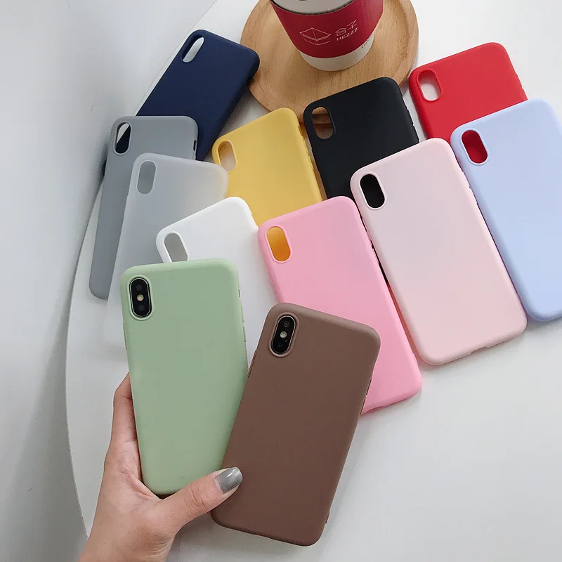 Чехол для iPhone 7 6 6s 8 Plus X XR XS 11 12 mini Pro Max чехлы простой однотонный Ультратонкий