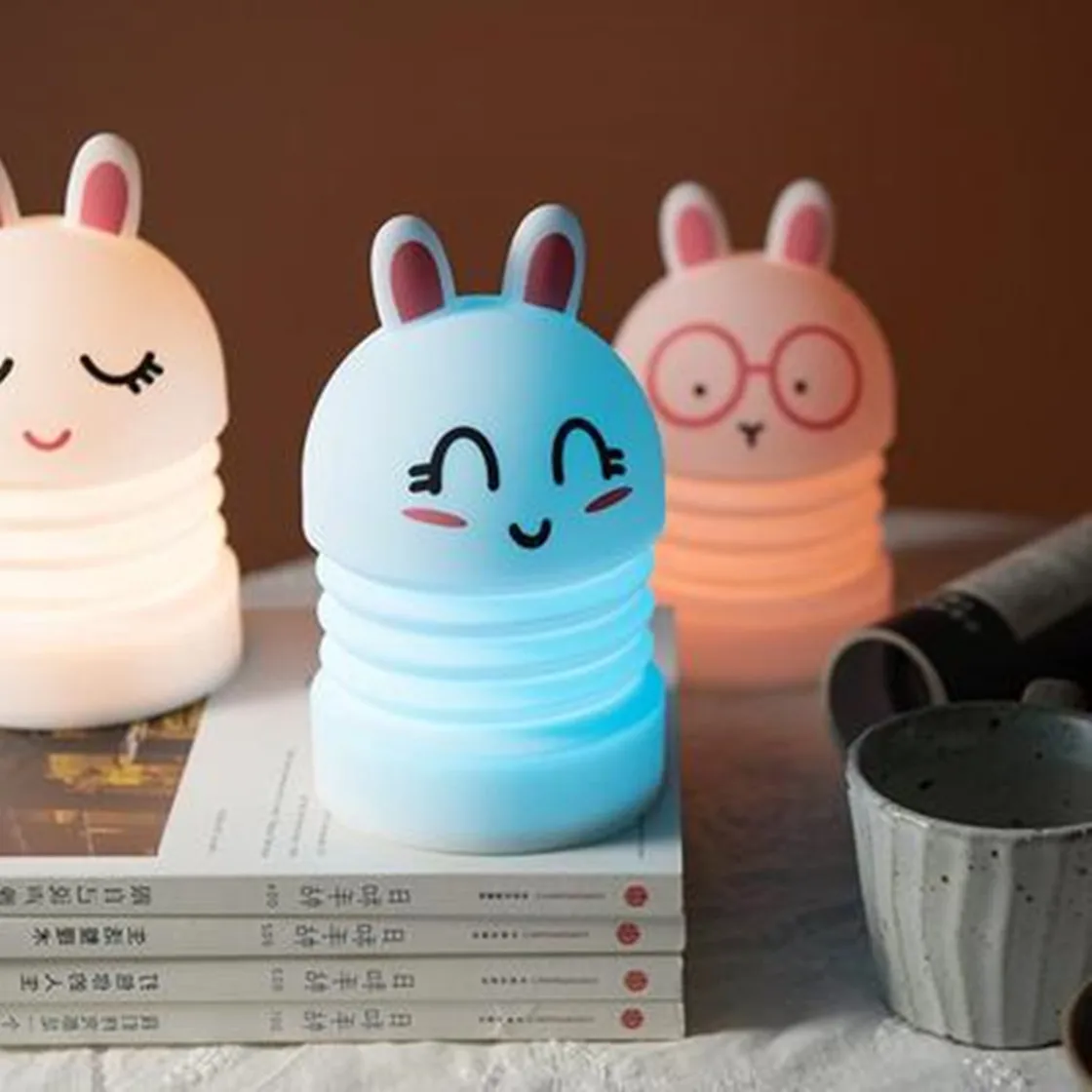 

2021 Новый Кролик светодиодный Ночной светильник сенсорный Сенсор красочные лампа в форме кролика USB Перезаряжаемые спальни ночники для дете...