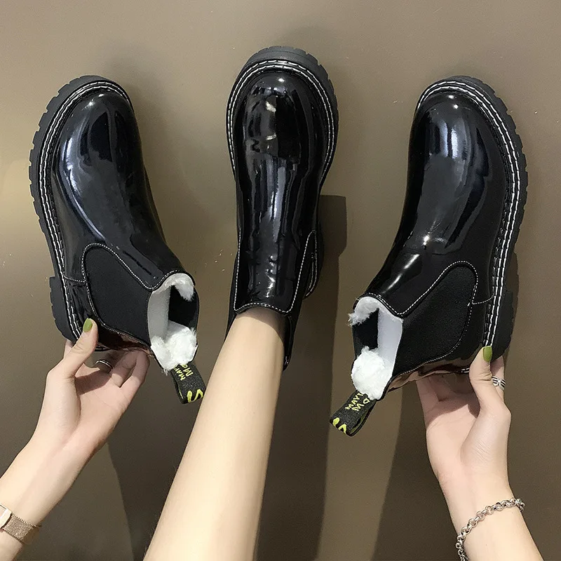 19 обувь на низком каблуке шпильке Сапоги выше колена с круглым носком женская