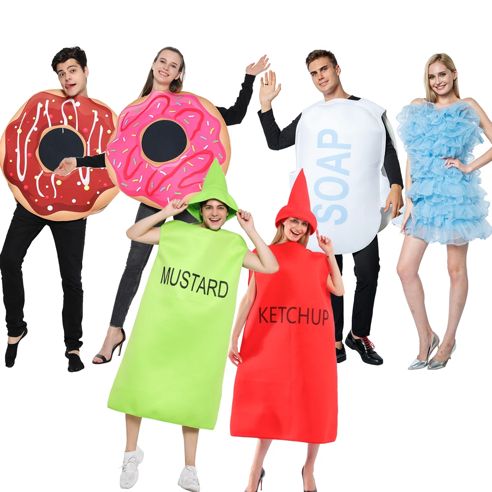 Snailify Couples Halloween Costume Soap Loofah Adult Costume Love Donut Couple Cosplay Purim Party Outfit