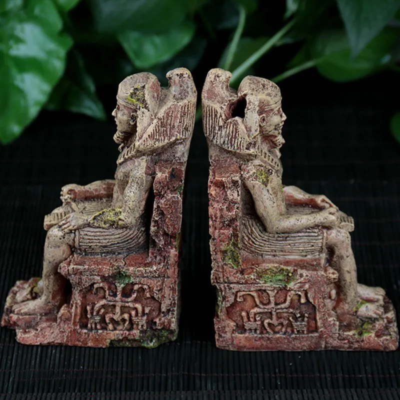 Aquarium Decoration Egyptian Pharaoh Ancient Sphinx Ruins Ornament Fish Tank Landscap Decorative | Дом и сад