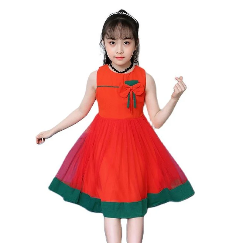 

2022 New Summer Dresses For Girls Kids Teenagers Fashion Clothes Bebe Girl Sleeveless One-Piece Princess Prom Bridesmaid Dresses