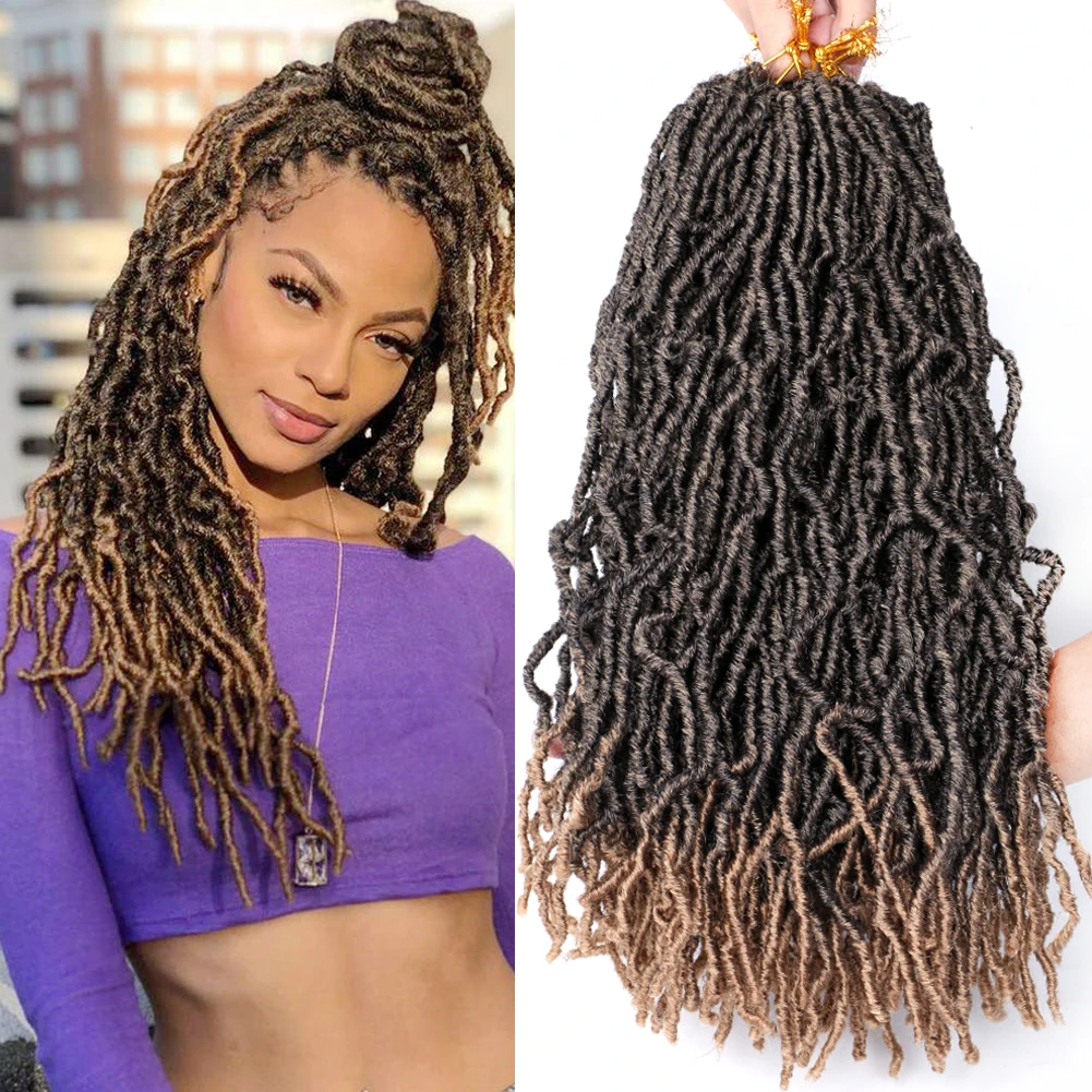 

Curly Ombre Synthetic Braiding Hair Soft Goddess Locs Crochet Hair 18 24 36 Inch Extended Faux Locs Crochet Braids Pre Looped