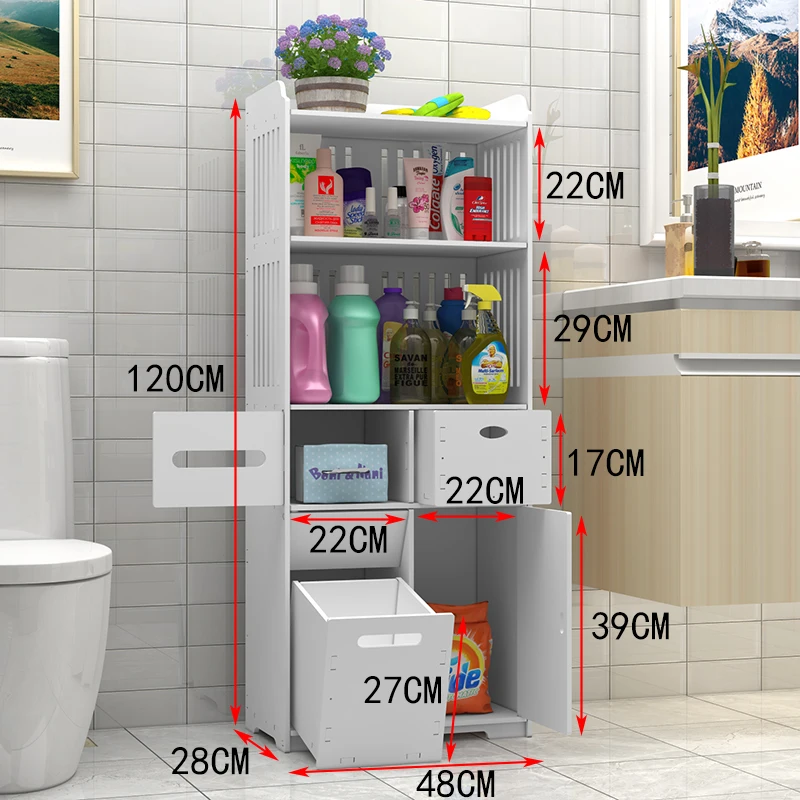 

Bathroom floor racks multi-layer bathroom storage cabinet toilet side free punching