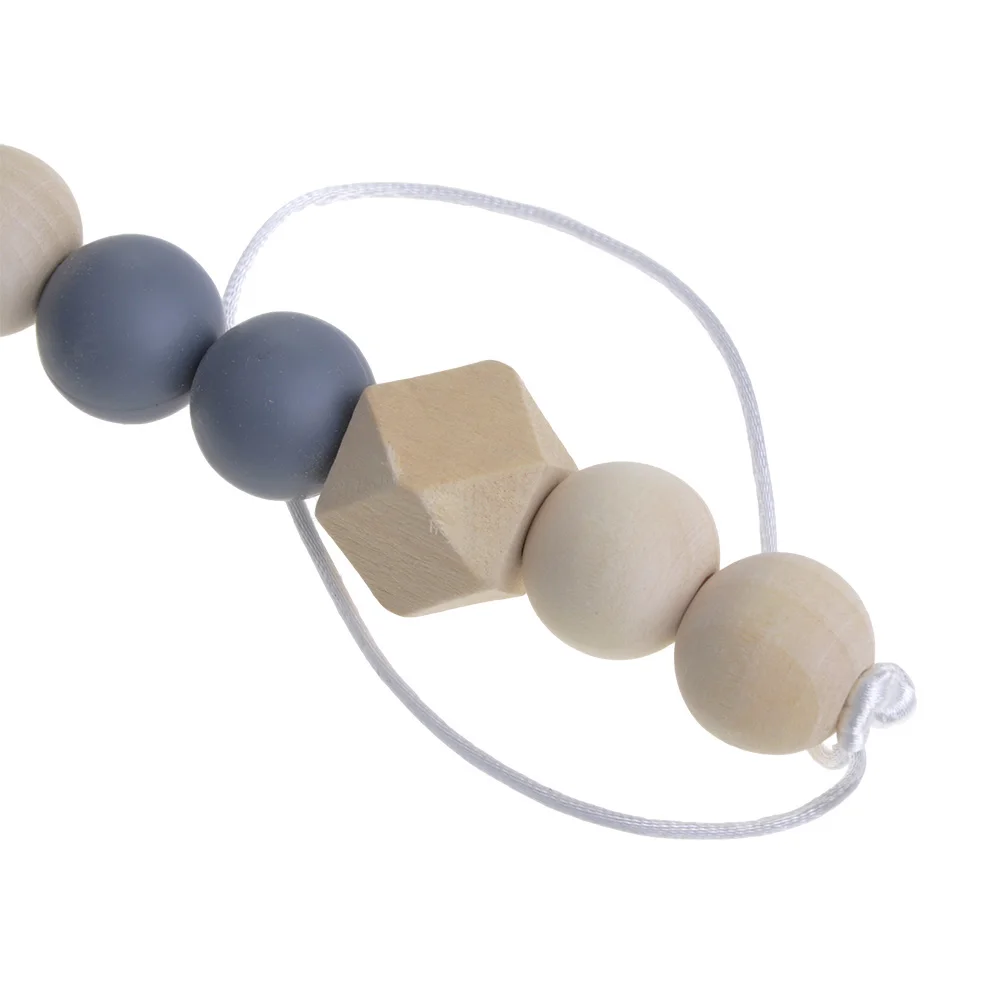 Деревянный зажим для соски цепочка из деревянных бусин детская Прорезыватель