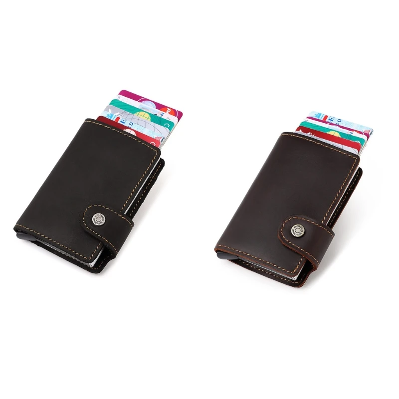 

2020 New Men Vintage RFID Blocking Money Belt Mini Wallet Automatic Pop-up Credit Card Case Business Purse Cash Coin Pocket gift