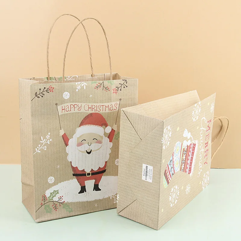 4 шт. пакет-тоут из крафт-бумаги с рождественским узором | Дом и сад