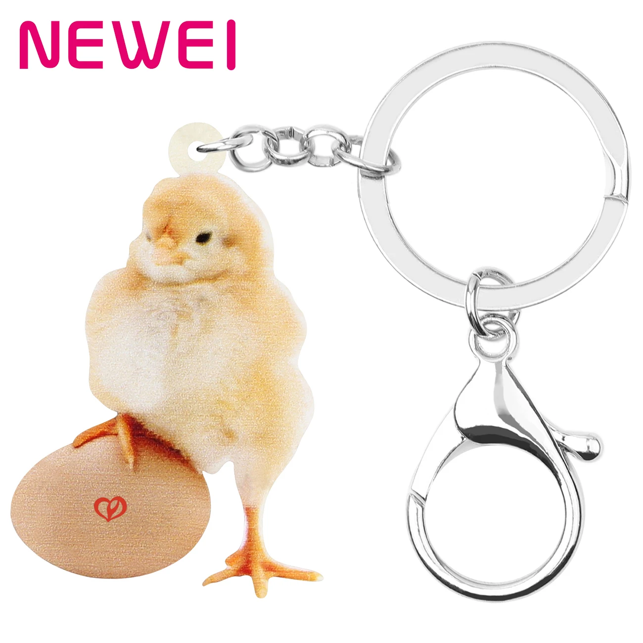 

Newei Acrylic Eggs Chick Chicken Keychains Keyring Cute Animal Key Chain Jewelry For Women Kids Gifts Car Bag Wallet Decoration