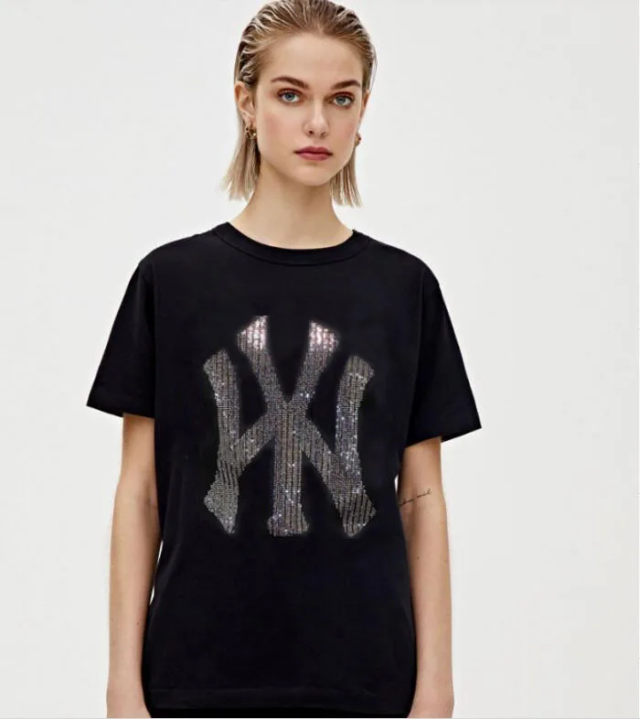 

Женская футболка в полоску, с коротким рукавом, стразы