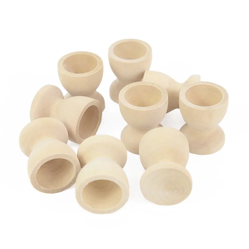 5pcs Easter Wood Egg Holder Eggs Holding Cups Tabletop Decor Wooden Storage Holders DIY Hand Painted Doodle Toys Children - купить по