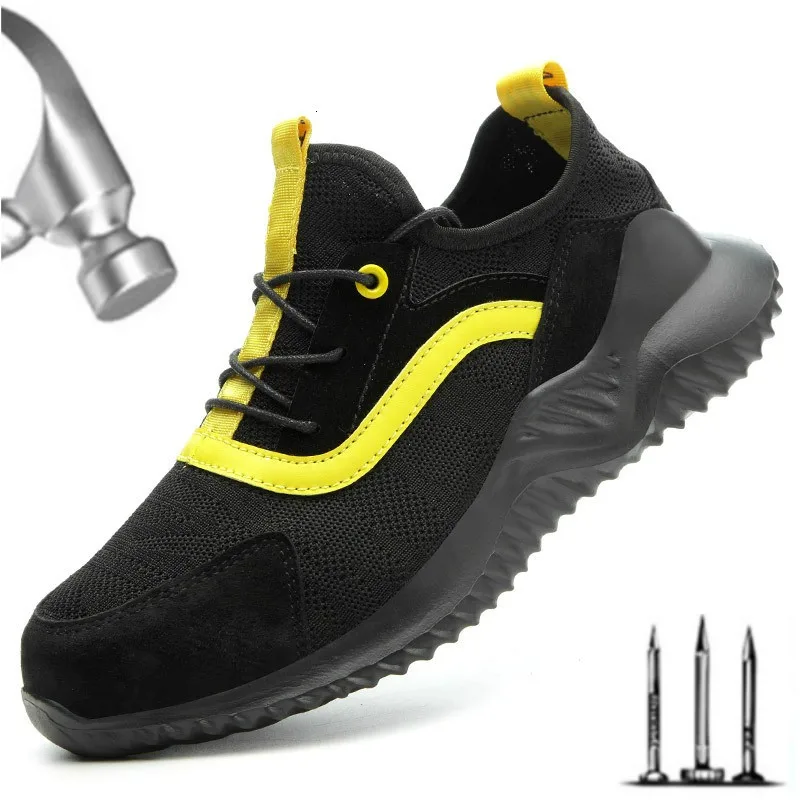 

Autumn Safety Shoes steel toe Men, Fashion Anti-smashing Men's Work Shoes, Black Breathable Comfortable Sports Shoes seguridad