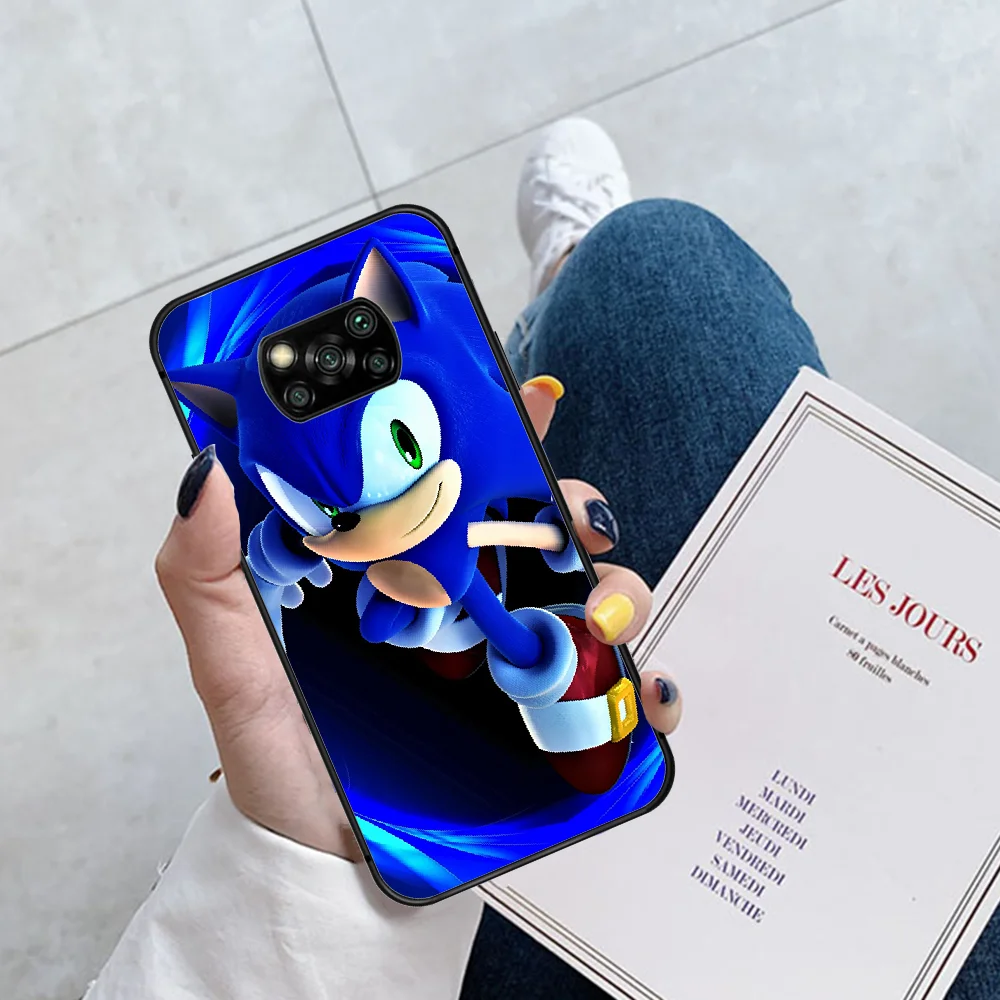 

Cartoon Blue Sonic Game Phone Case Cover Hull For Xiaomi Mi A2 A3 8 9 SE 9T 10 10T Lite Pro Ultra Poco X3 black Waterproof Trend